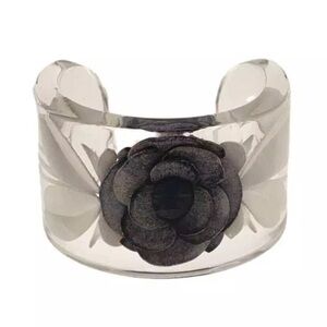 ✨ RARE Chanel Clear Lucite Camellia Cuff Bracelet Vintage ✨